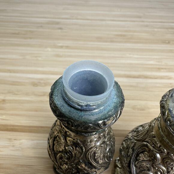 Vintage Silver Plate Rococo Repousse Salt Pepper Shakers Pair Ornate Baroque - Picture 11 of 12